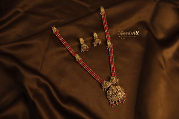 ANTIQUE RED BEAD LAKSHMI LONG CHAIN
