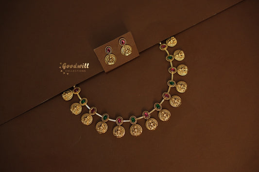 TRADITIONAL LAKSHMI KASU NECKLACE SET