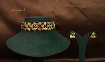 MINI SQURAE KASU DESIGN CHOKER SET