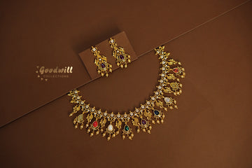 AD STONE MULTI DROP NECKLACE SET