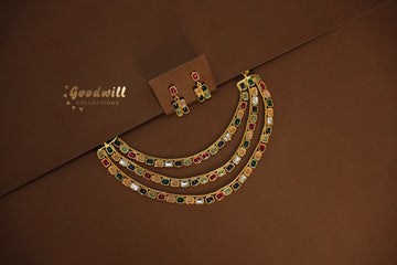 TRIPLE LAYER MULTICOLOR NECKLACE SET