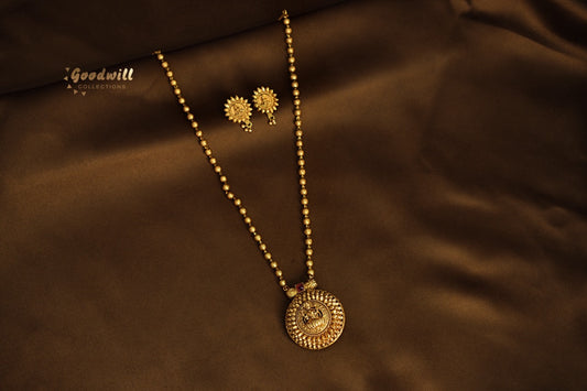 GOLDEN BEADED REVERSIBLE PENDANT SET