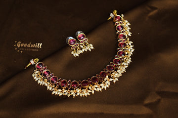 REVERSIBLE RICE PEARL BEADED NECKLACE SET