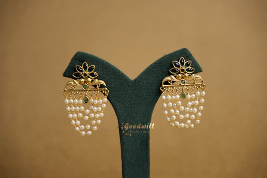 FLORAL PEARL HANGING EARRINGS
