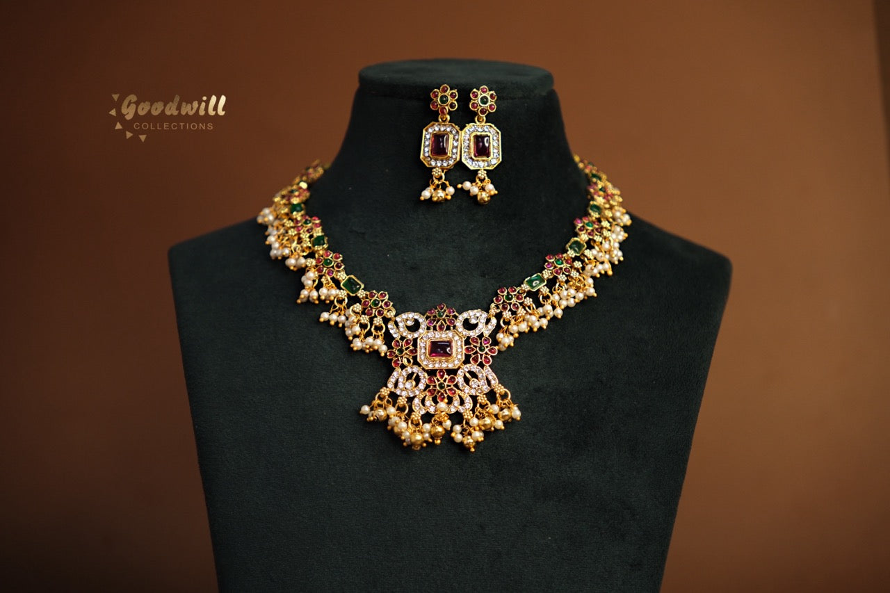 PEARL DROP BEADED MULTICOLOR NECKLACE SET