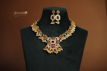 PEARL DROP BEADED MULTICOLOR NECKLACE SET