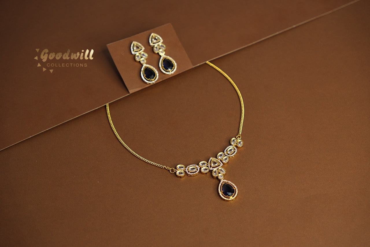 SIMPLE STONE WATER DROP PENDANT SET 1