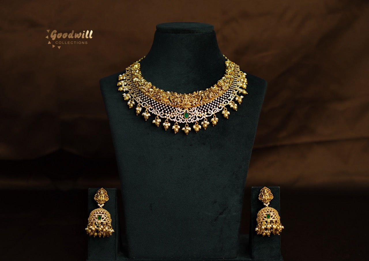 STATEMENT WHITE STONE DEVI NECKLACE SET