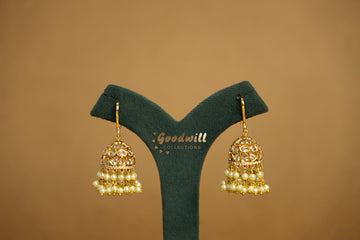 WHITE STONE TRADITIONAL PEARL JHUMKHA