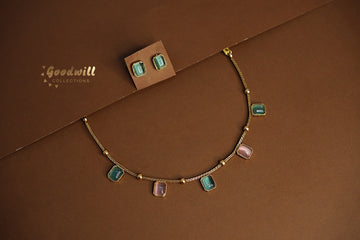 SIMPLE PASTEL SQUARE NECKLACE SET