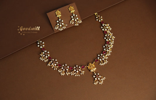FLOWER DROP MINI DEVI PENDANT NECKLACE SET