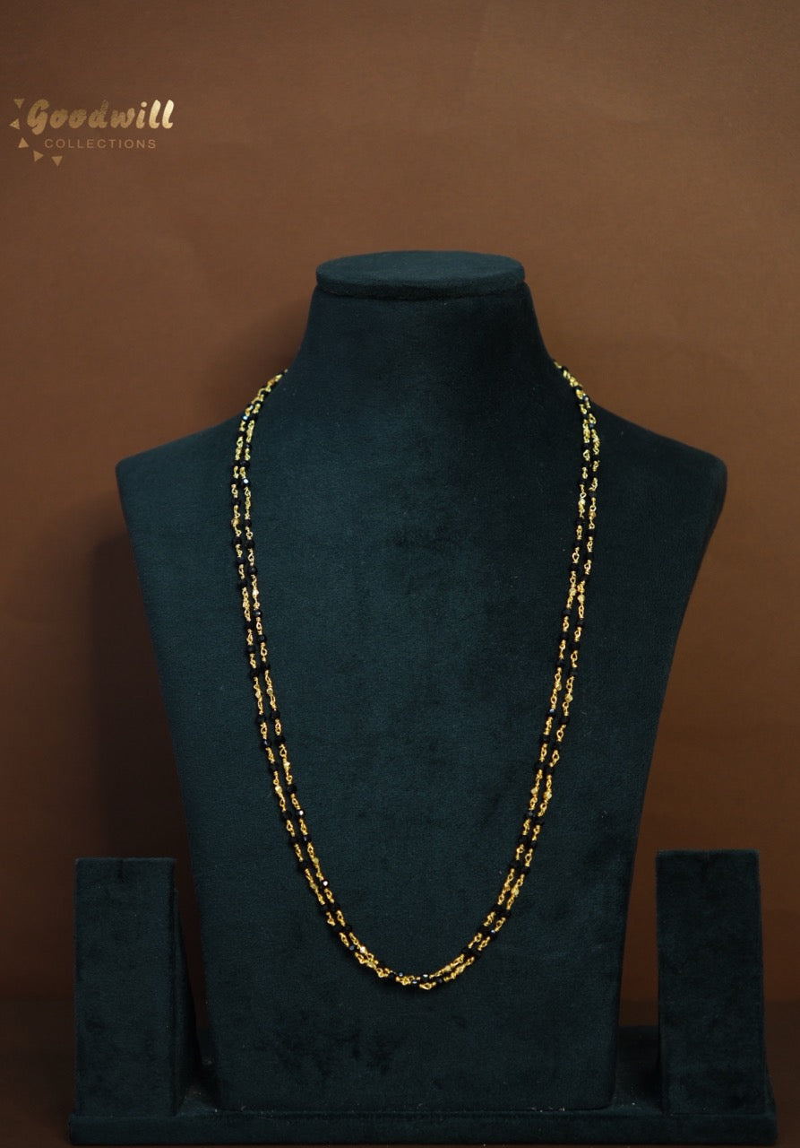 DOUBLE LAYER GOLDEN AND CRYSTAL BALL BEAD CHAIN 1