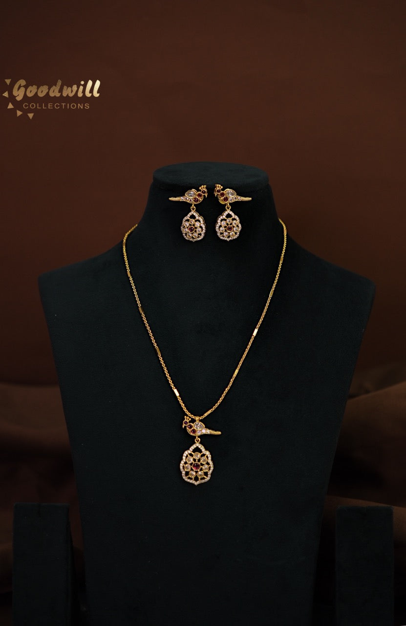 BIRD DESIGN  STONE PENDANT CHAIN