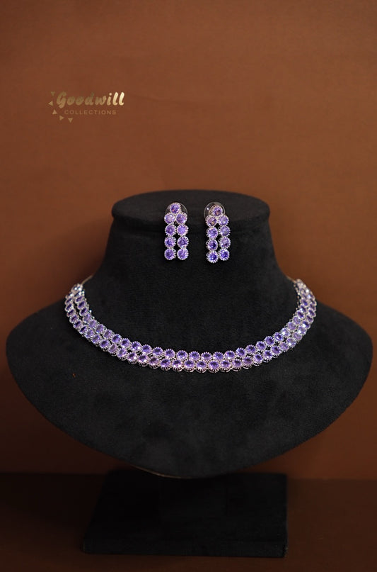 SILVER DOUBLE LAYER NECKLACE SET