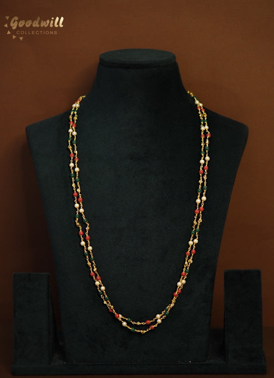 DOUBLE LAYER GOLDEN AND CRYSTAL BALL BEAD CHAIN 2