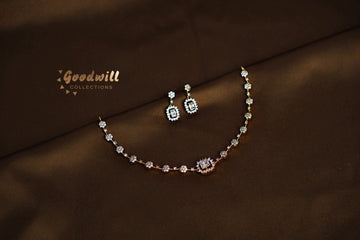 SQUARE STONE SINGLE PENDANT NECKLACE SET