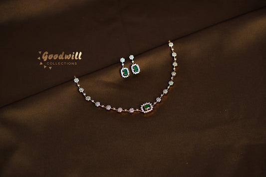 SQUARE STONE SINGLE PENDANT NECKLACE SET