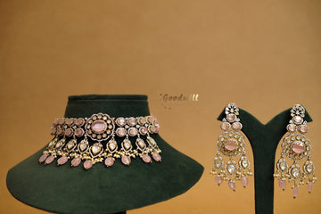 BEADED DROP POLKI CHOKER SET