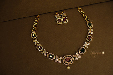 FLORAL SQUARE DESIGN NECKLACE SET