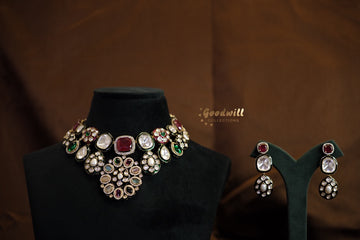MULTI DROP POLKI NECKLACE SET