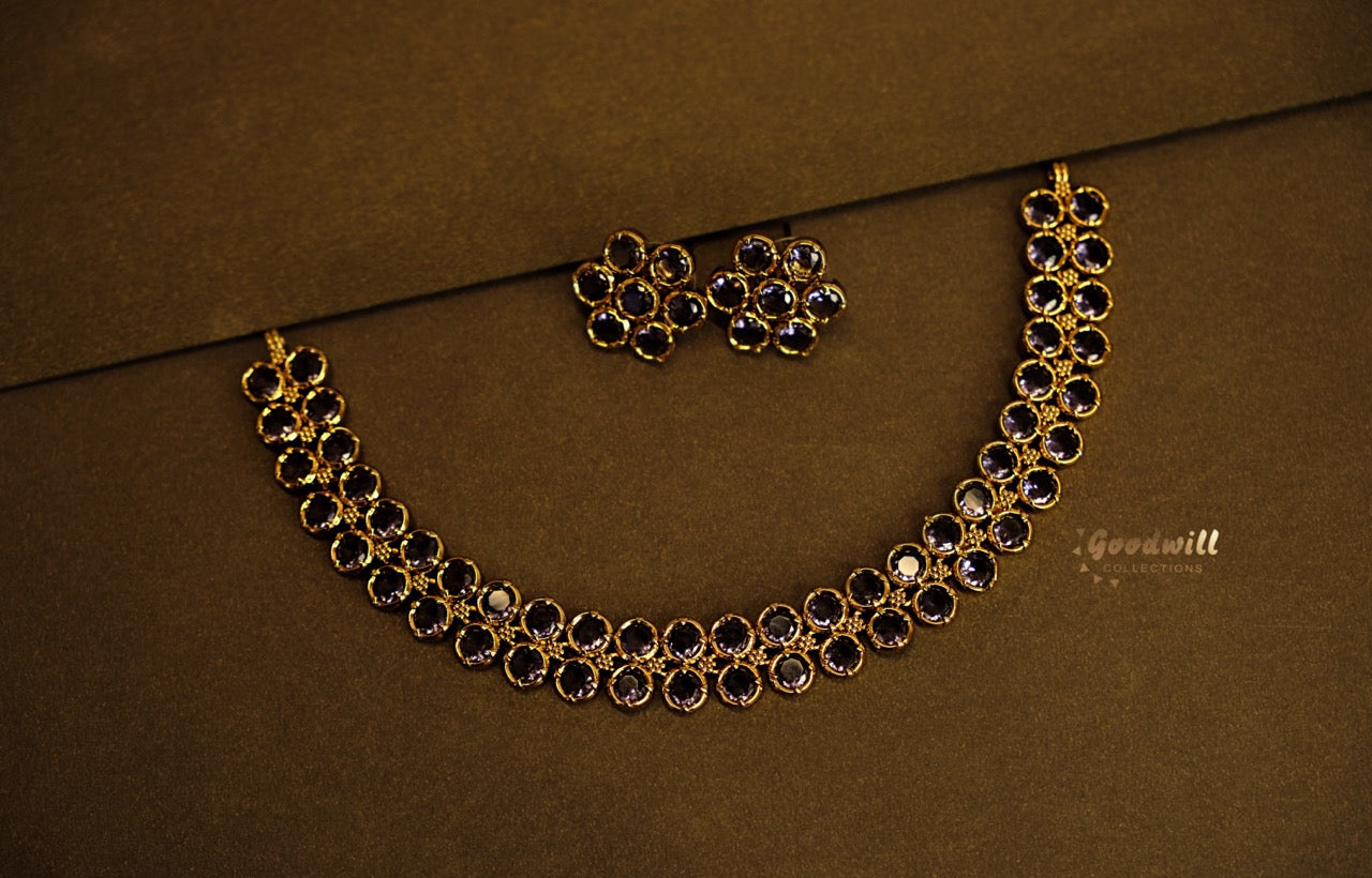 DOUBLE LINE CIRCLE DESIGNED NECKLACE SET