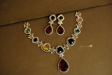 MULTICOLOR STONE DESIGN NECKLACE SET