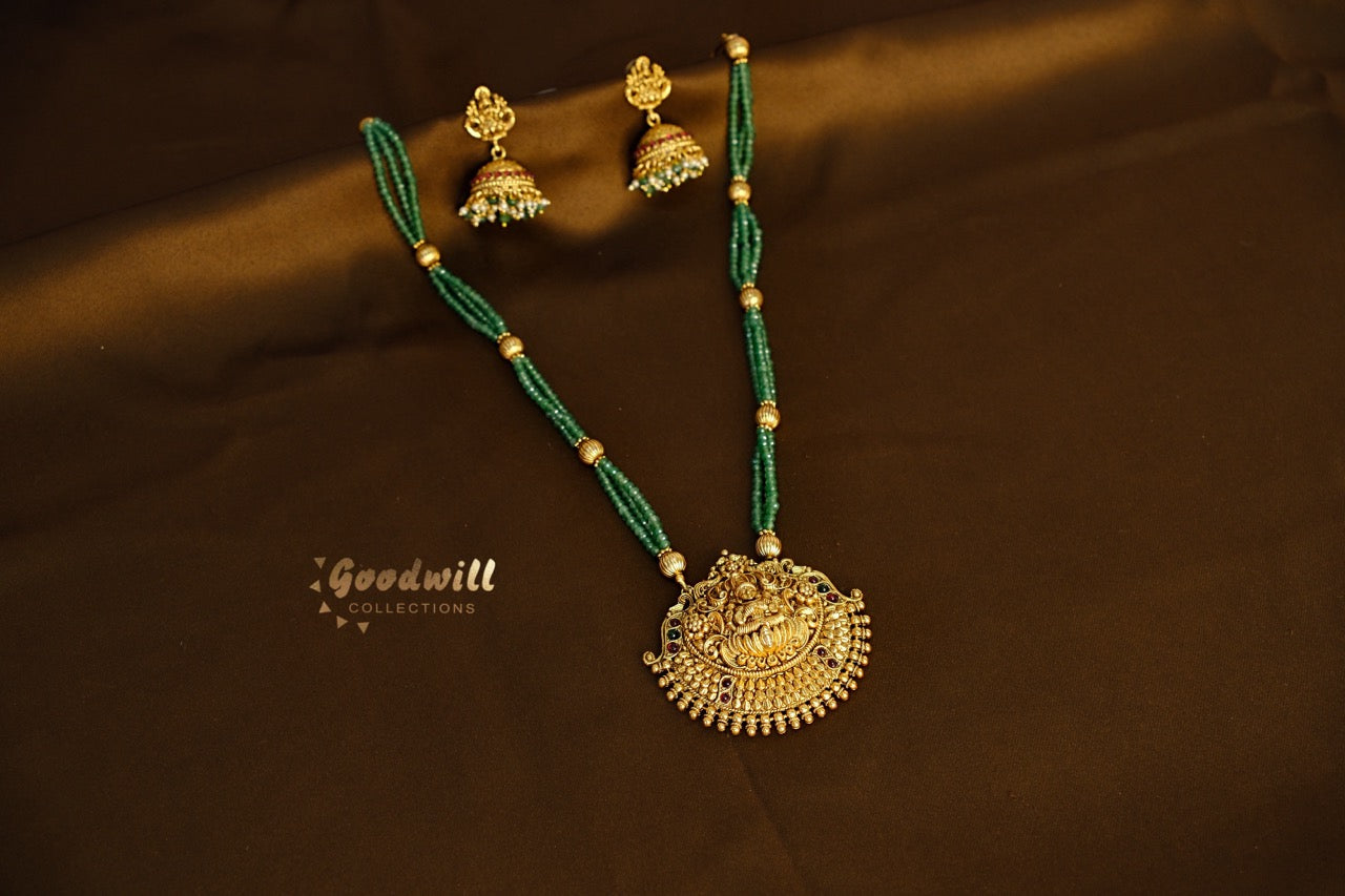 PADMAVATHI GREEN BEAD LONG CHAIN 4
