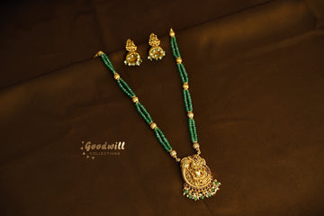 GREEN BEAD TEMPLE DESIGN LONG CHAIN