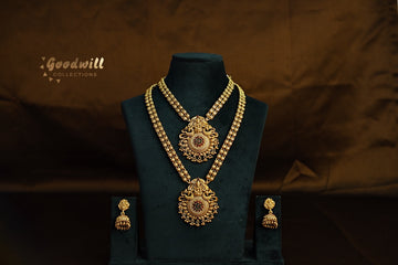 GOLDEN BEADED FLORAL HARAM SET
