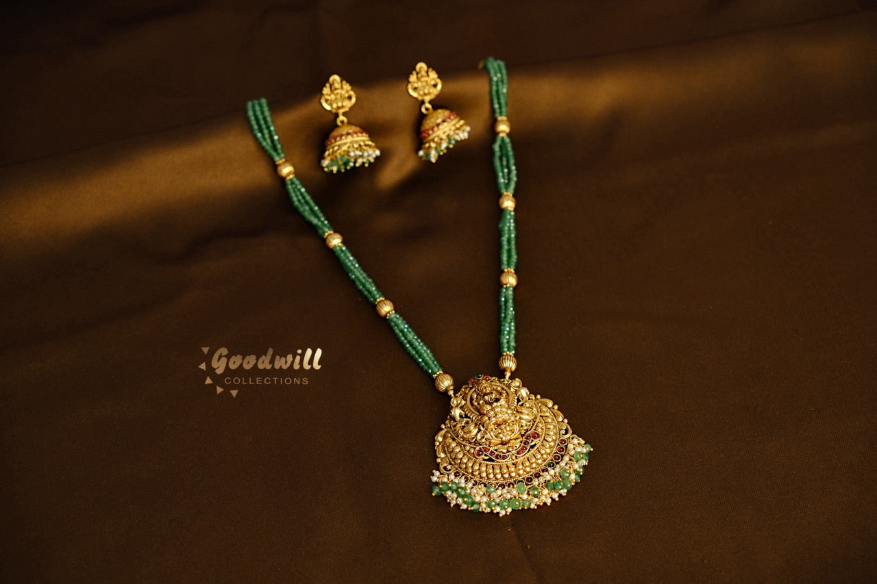 GREEN BEAD CHAKRIKA LONG CHAIN 3
