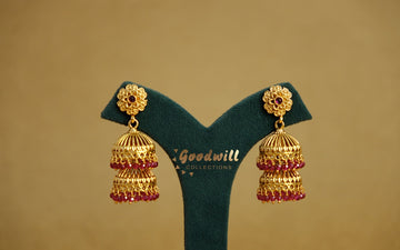FLORAL DESIGN DOUBLE LAYERED JHUMKA