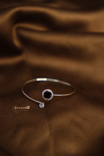 SILVER SIMPLE STONE ADJUSTABLE KADA BANGLE