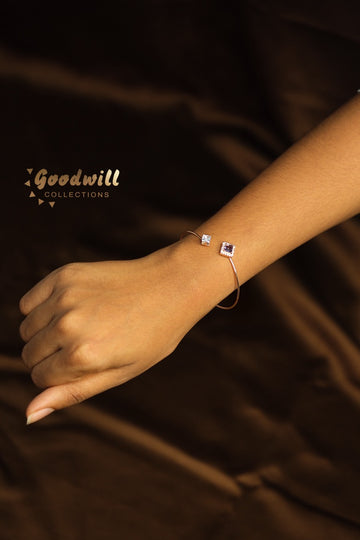 ROSE GOLD SIMPLE STONE ADJUSTABLE KADA BANGLE
