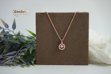 ROSE GOLD DANCING STONE PENDANT NECKLACE