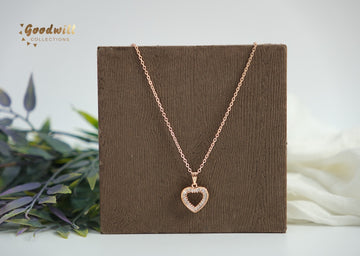 SIMPLE STONE HEART PENDANT NECKLACE 2