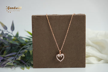 SIMPLE STONE HEART PENDANT NECKLACE 1