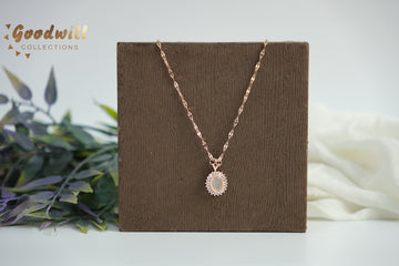 SIMPLE STONE OVAL PENDANT NECKLACE