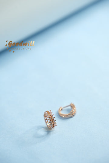 ROSE GOLD STONE STUDDED MINI HOOPS