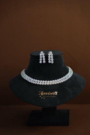 SILVER DOUBLE LAYER NECKLACE SET