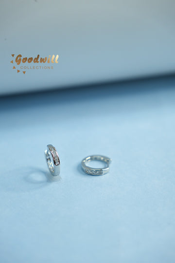 SILVER MINI STONE HOOPS