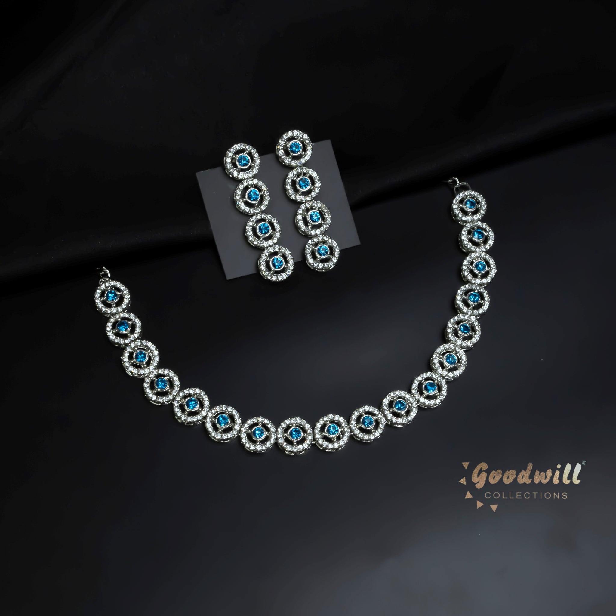 SILVER SINGLE LAYER STONE NECKLACE SET