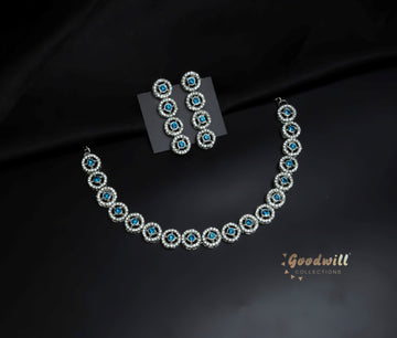 SILVER SINGLE LAYER STONE NECKLACE SET
