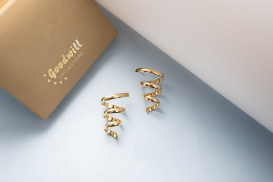 CONTEMPORARY GOLD SPIRAL DROPLET EARRINGS