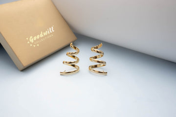 CONTEMPORARY GOLD SPIRAL DROPLET EARRINGS