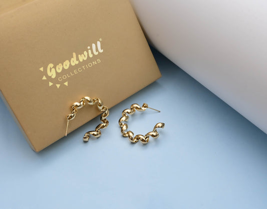 GOLDEN SPIRAL HOOP EARRINGS