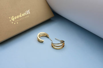 GOLDEN TRIPLE RING SHINY HOOPS