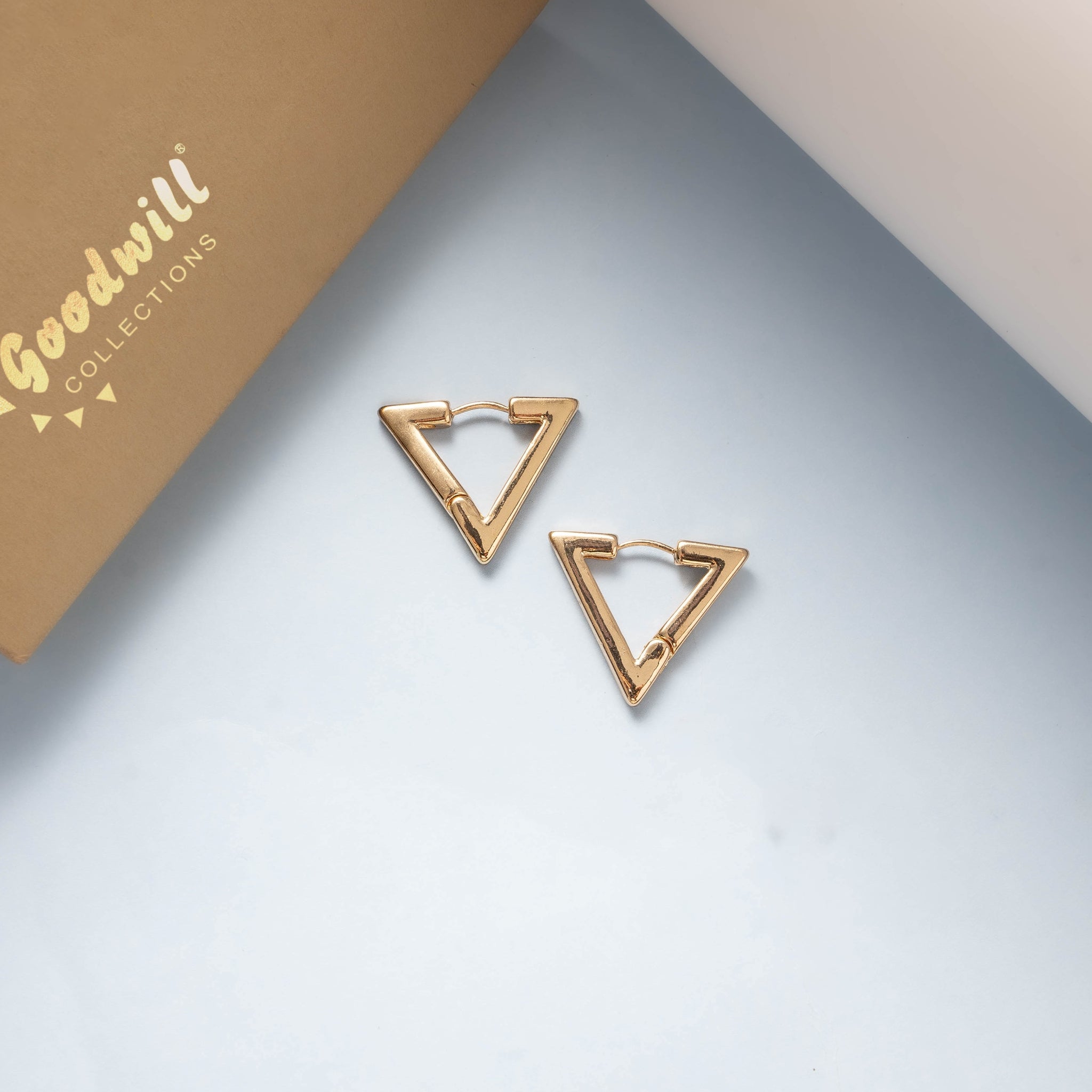 GOLDEN TRIANGLE HOOP EARRINGS