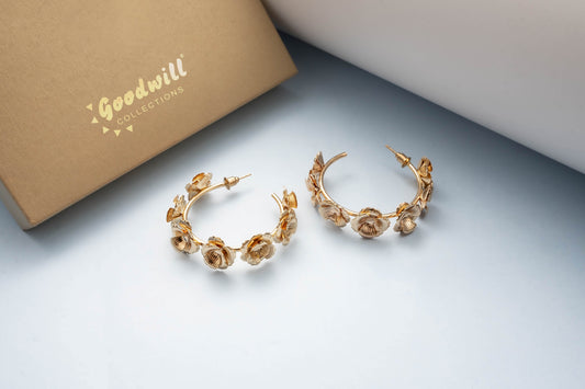 GOLDEN FLOWER DESIGN HOOPS