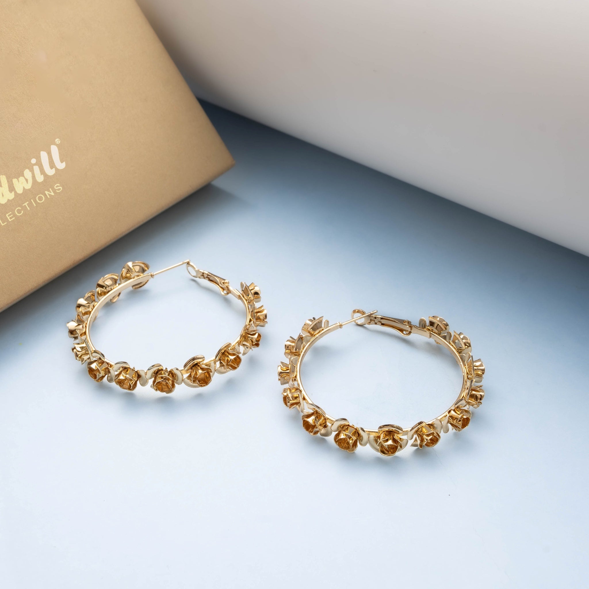 GOLDEN ROSE DESIGN HOOPS