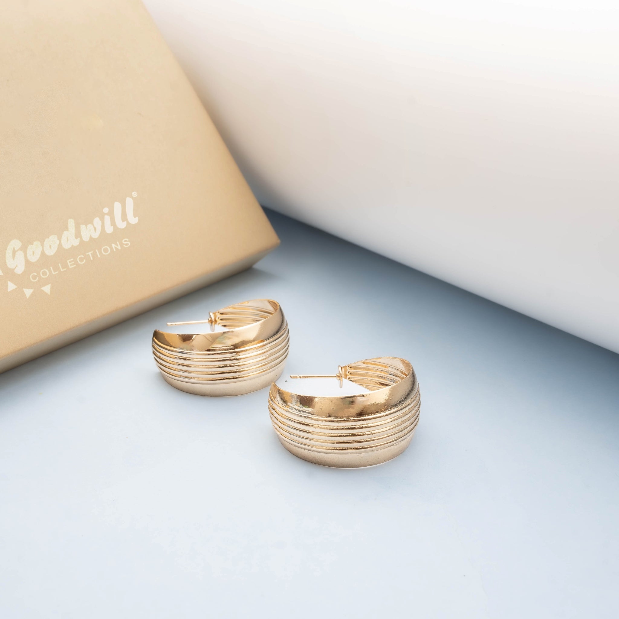 GOLDEN LINE DESIGN HOOPS EARRINGS
